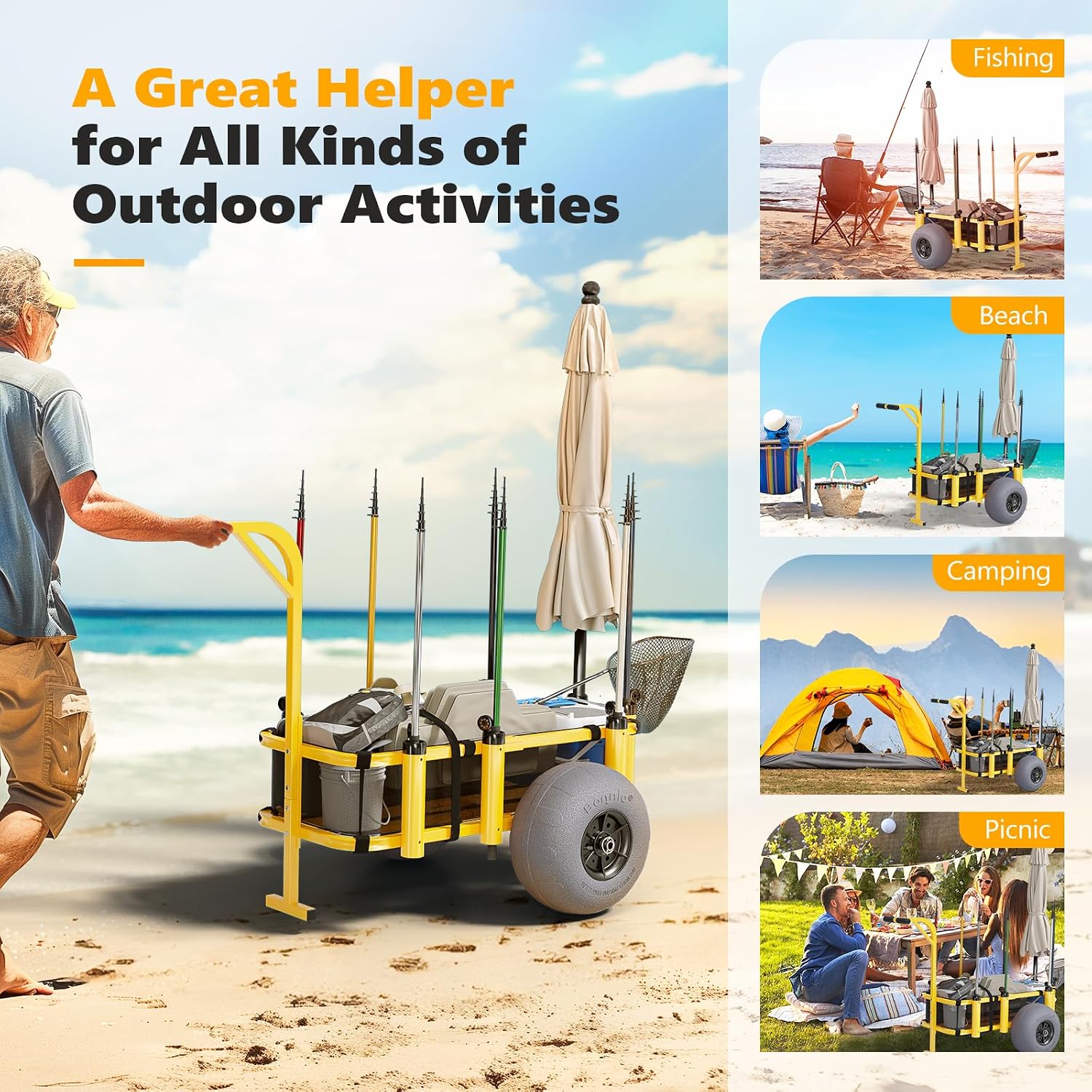 Rolling Fishing Cart Outdoor B - đánh giá và giá Fishing Rod Holder